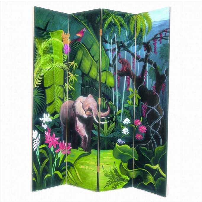 Wayborn Hhand P Ainted Elephant In Jungle Room Divider