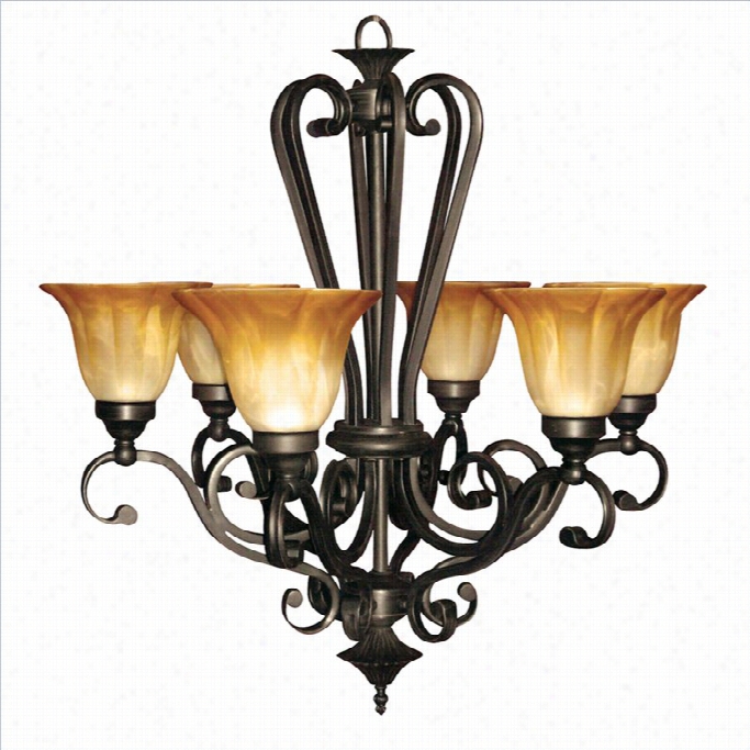 Yosemite Home Decorflorence 6 Lights C Handelier With Shade In Venetian Bronze