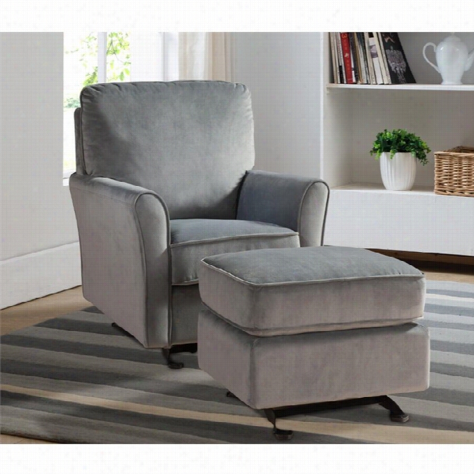 Abbyson Living Barton Fabric Nursery Glider By The Side Of Ottoman In Gray