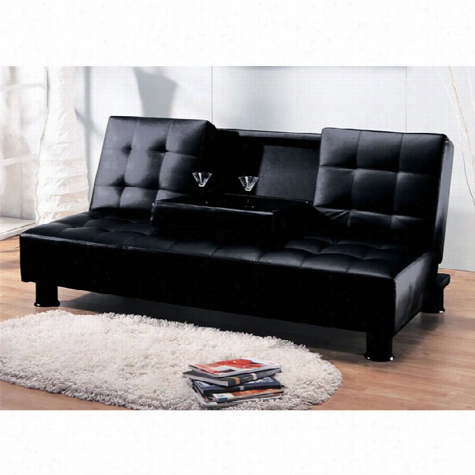 Acme Monticello Faux Leather Convertbl E Sofa In Black