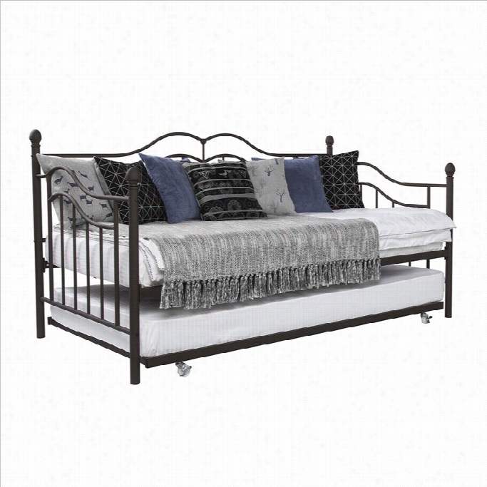 Ameriwood Tokoy Metalt Win Daybed With Trundle In Bronze