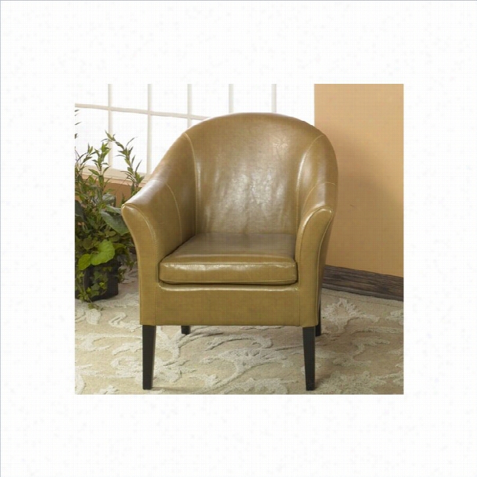 Armrn Living Cameel Leather Barrel Club Chair In Tan