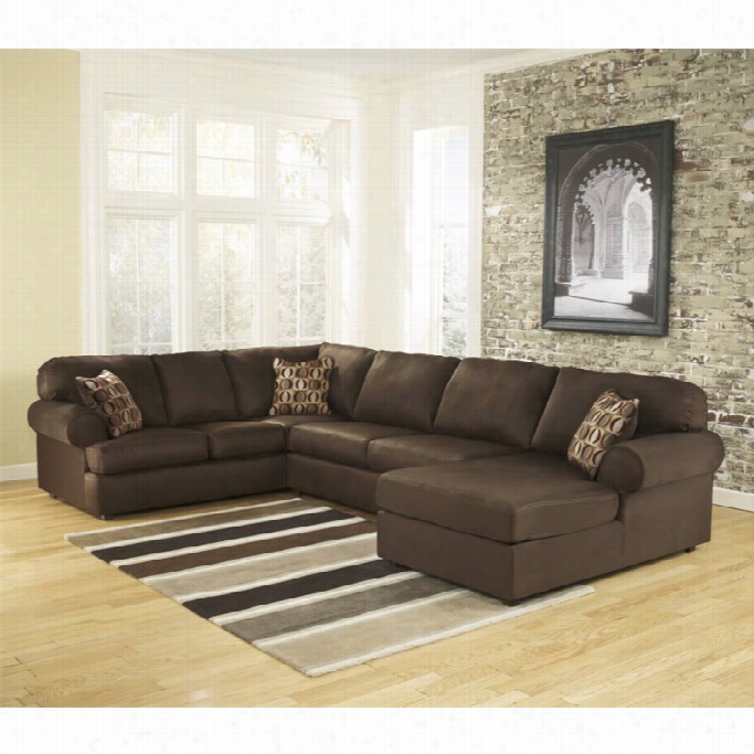 Ashley Cowan 3 Piece Fabric Sectiona L In Cafe