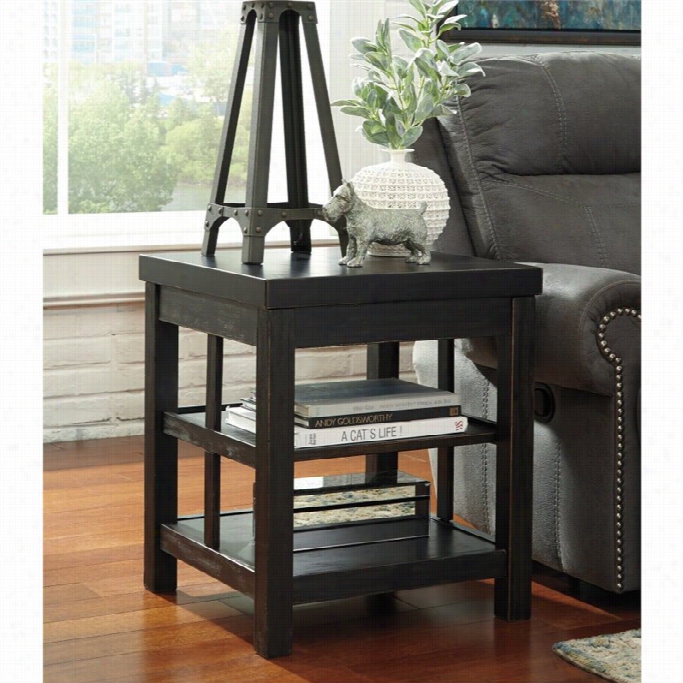 Ashley Gavelston Square End Table In Rubbed Black