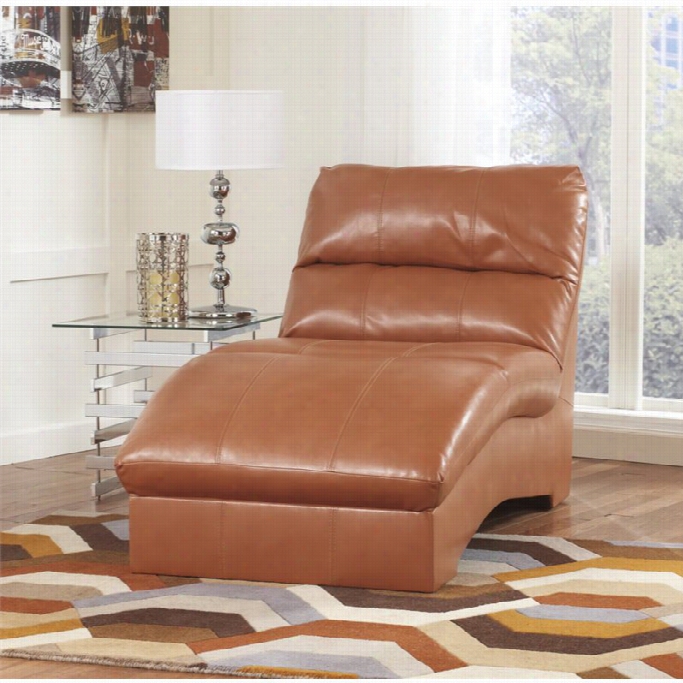 Ashley Paulie Leather Chaise Lounge In Orange