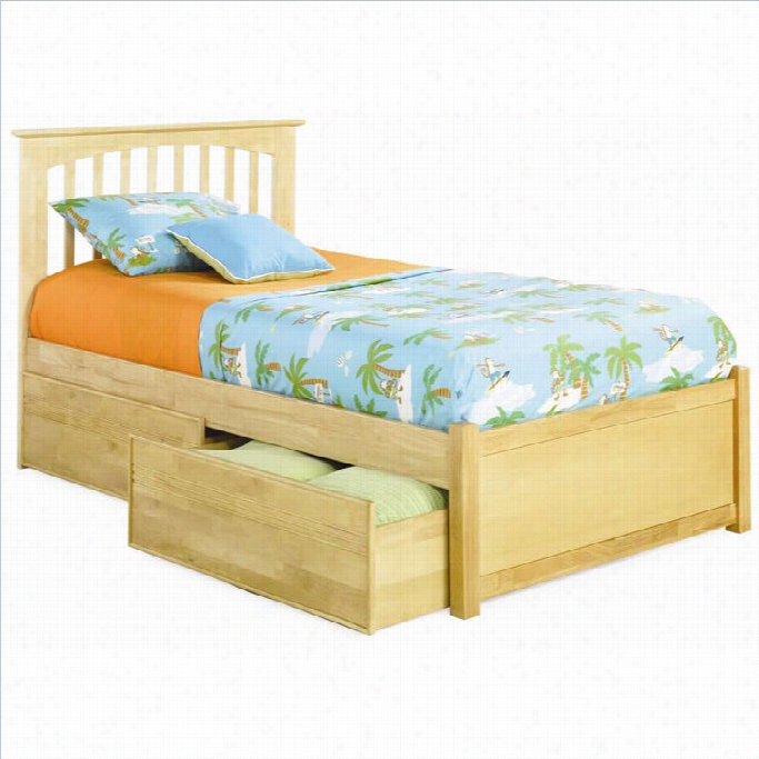 Atlantic Furniture Brooklyn Platform Bed With Flatp Ansl Footboard  In Natural Maple-king