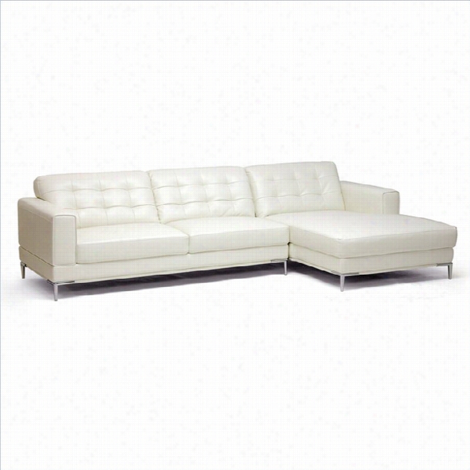 Baxton Studio Babbtt Leatber Sectional Sofa In Ivory