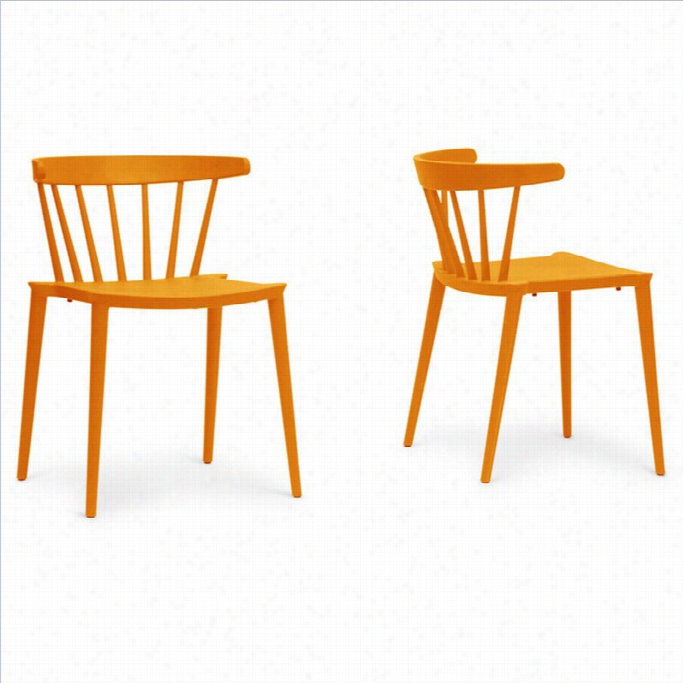 Baxton Studio Finchum Stackable Dining Chair In Orange (set Of 2)