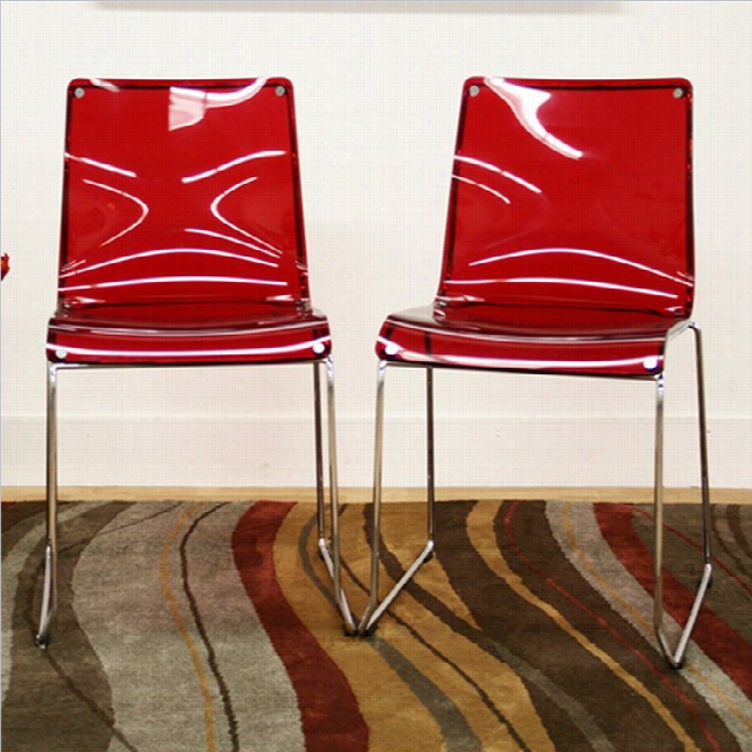 Baxton Studio Lino Accent Dinig Chair In Red (set Of 2)