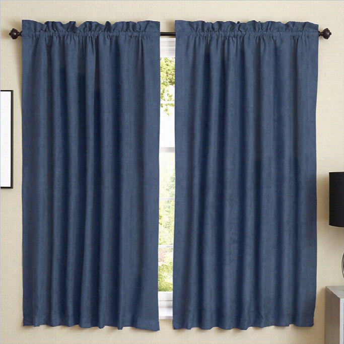 Blazing Needles 63 Inch Blackout Curtain Panels In Indigo (set Of 2)