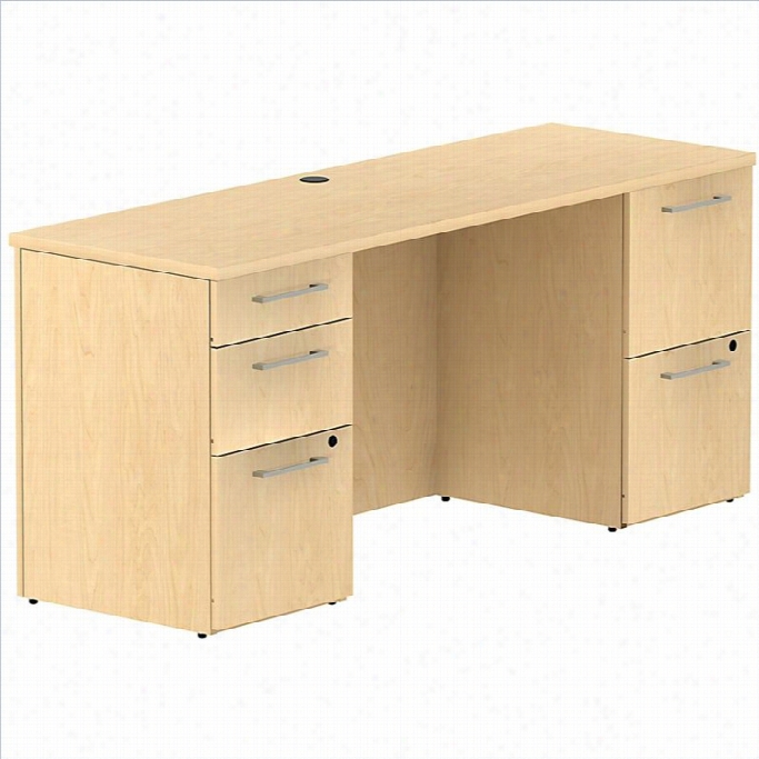 Bush Bbf 300 Series 66w X 22d Double Pedestal Desk In Natural Malpe