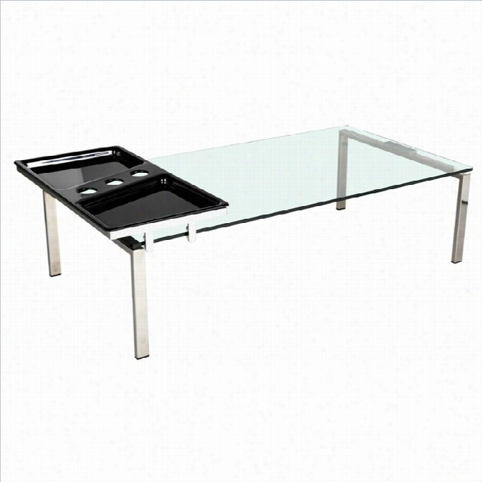 Chintaly Rectangle Glass Top Cocktail Tble With Motion T Perception In Chrome