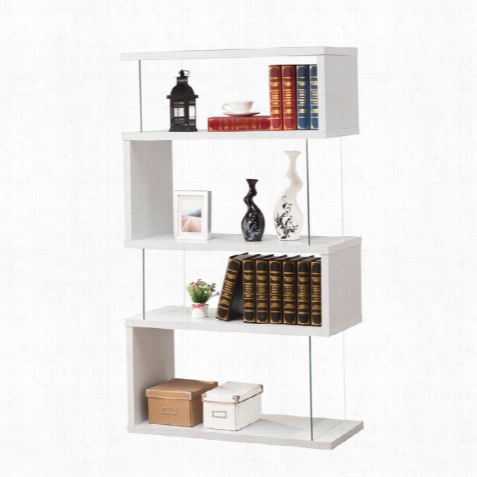 Coaster Asymmetrical Snaking Bookshelf In White