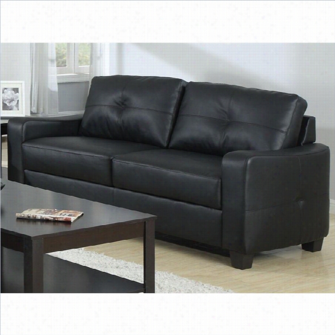 Coaster Jasmine Leather Sofa In Blacl