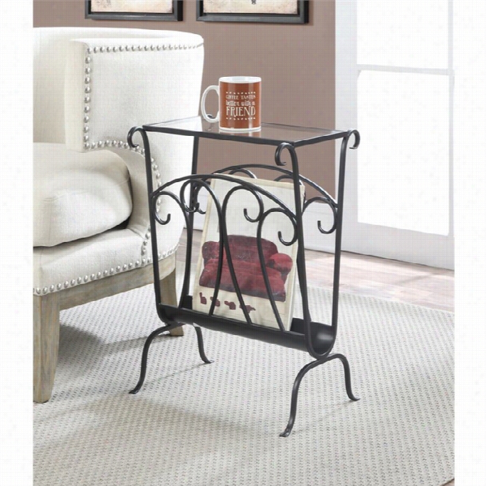 Commodiousness Concepts Wyominy Wrought Iron Glass End Table In Black