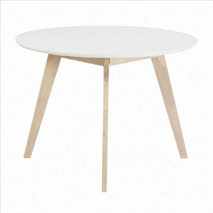 Eurostylle Montana 42 Round Dining Tabpe In White And Natural