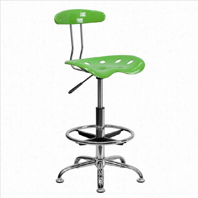 Flash Furniture 22 To 31 Adjustable Chrome Drafting Chair  In Lime