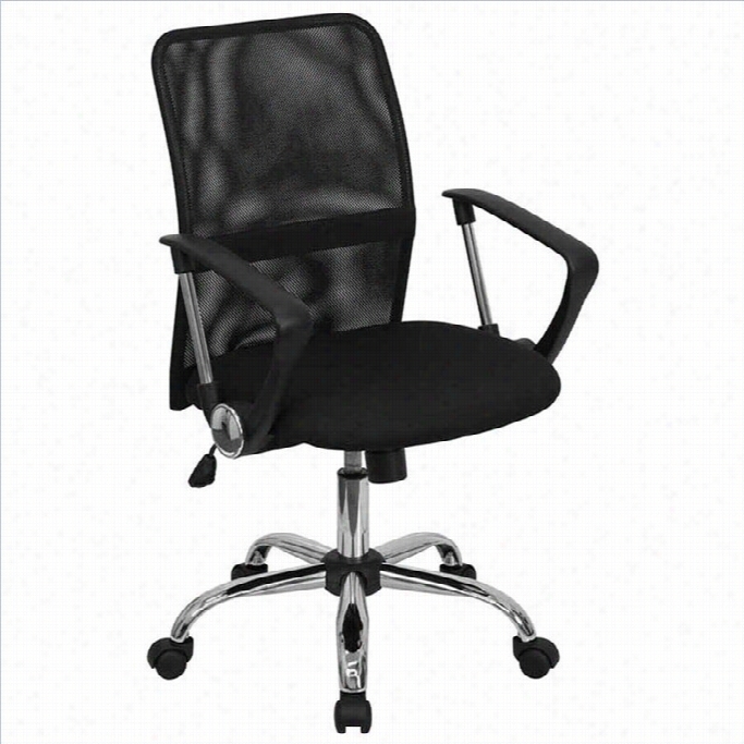 Flash Furniture  Mid-back Black Mesh Computer Office Chair With Chrome Bae