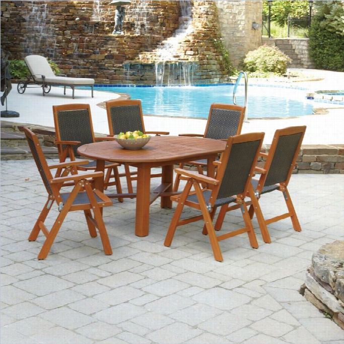 Home Styles Bali Hai 7 Piecewood Patio Dining Set In Eucalyptus