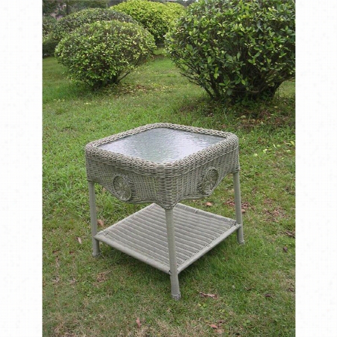 International Caravan Chelea Patio End Table In Antique Moss