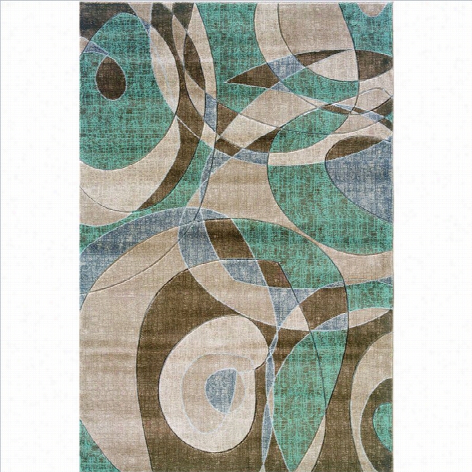 Linon Rugs Milan R Ectangular Area Rug In Brown Andturquoise-1'11 X  2'10