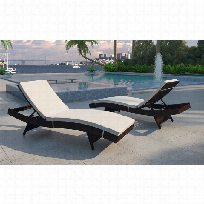 Modway Peer Patio Lounge In Brown And White  (set Of 2)