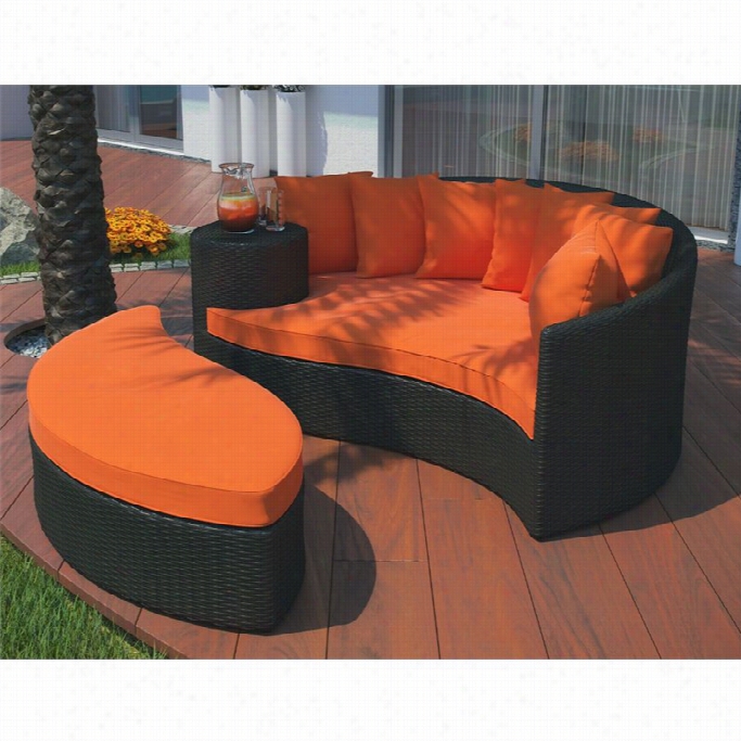 Modway Taiji Patio Daybed In Espresso And  Orange