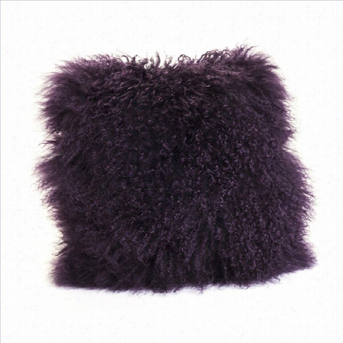 Moe's Lamb Fur Pillow In Purple