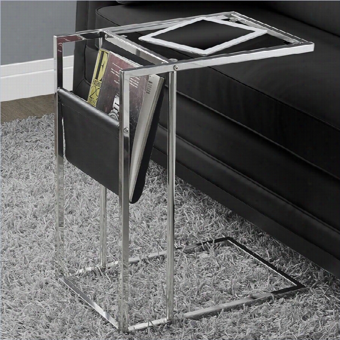 Monarchaccent Table In Black And Chrome With Magazine Rck