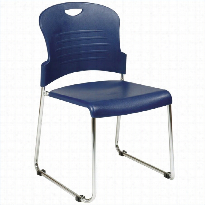 Office Star Sled Base Tsack Stacking Chair With Navy Plast Ic Seat(set Of 30)