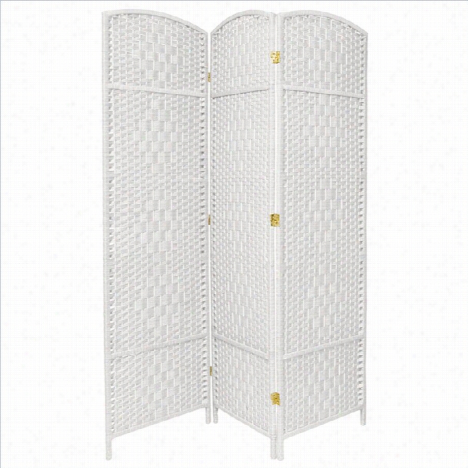 Oriental Diiamond Weave 3 Panel Room Divixer In White