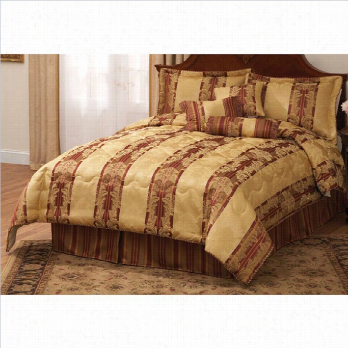 Pem Ameeica Dakota Court Comforter Set In Gold And Red-queen