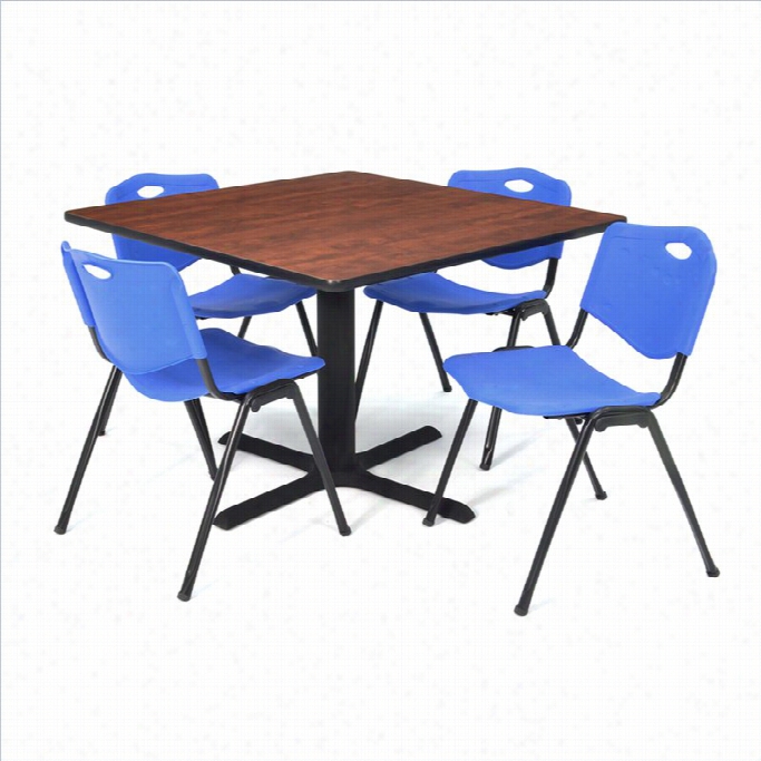 Regency Square Flat With 4 M Stac Chairs I Cherry And Blue