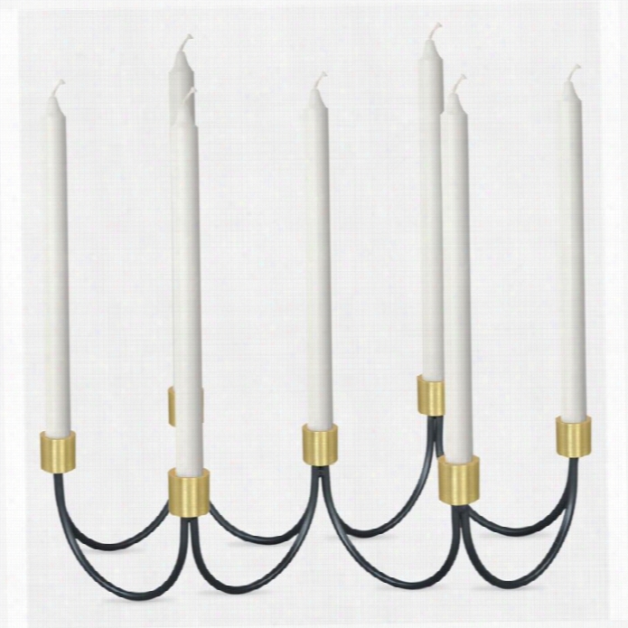 Renwil Saxe Candle Holder In Nickel And Black