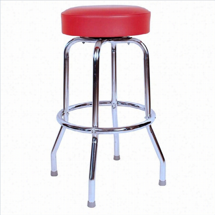Richardson Seating Retro 1950s Backless Swivel Bar Stool In Red-24
