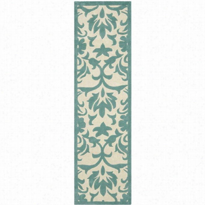 Safavieh Modern Art Runner Rug In Ivory / Light Blue