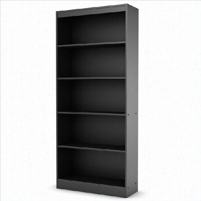 South Shore Axess 5 S Helf Bookcase In Pure Black