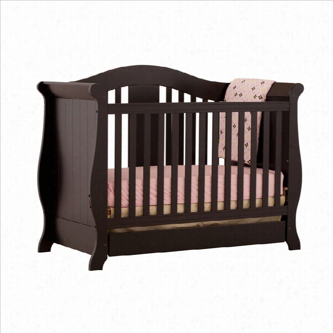 Storkc Raft Vittoria 3-in-1fixed Side Convertible Crib In Black