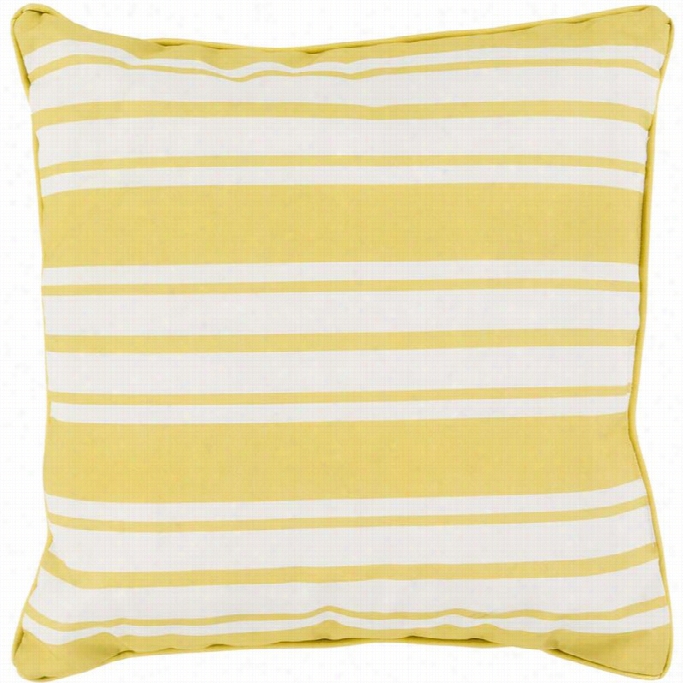 Surya Nautical Stripe Poly Fill 16 Square Pillow In Yellwo