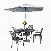 Home Styles Largo 5 Piece Patio Dining Set with Umbrella in Charcoal