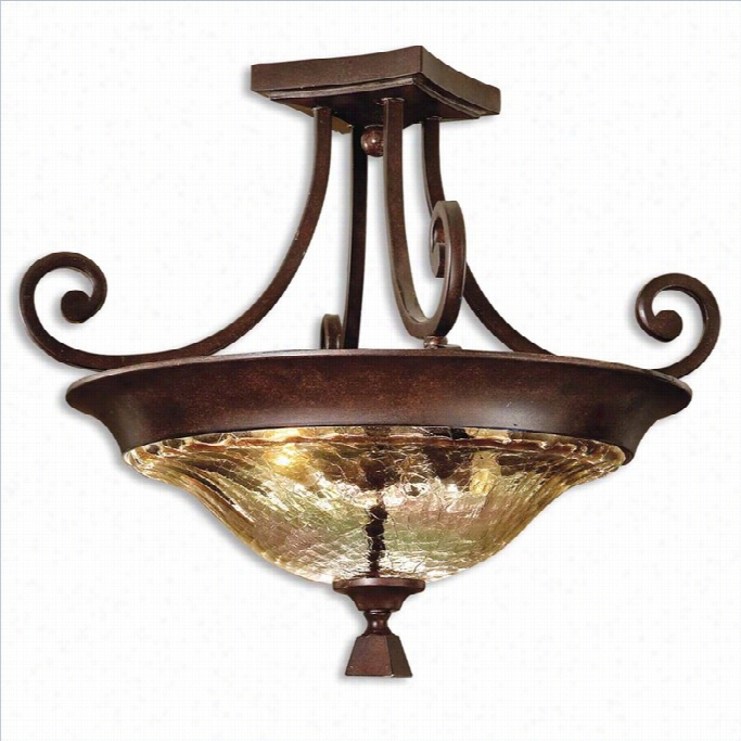 Uttermost Elba  2 Light Glass Semi Flush Mount Light In Spice