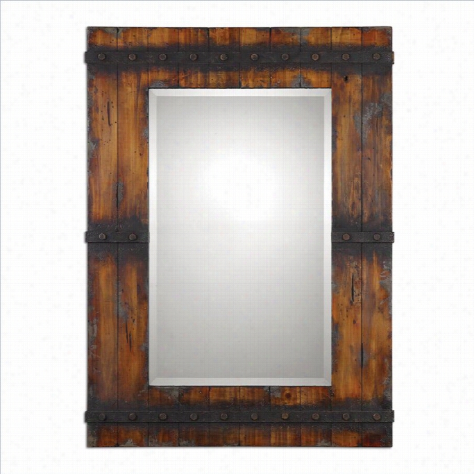 Uttermost Stockley Mirror In Antiqued Rustic Mahogany