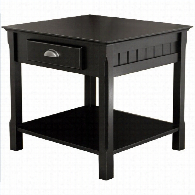 Winsome Timber Solid Wood Edn Tabble/nivhtstand In Black