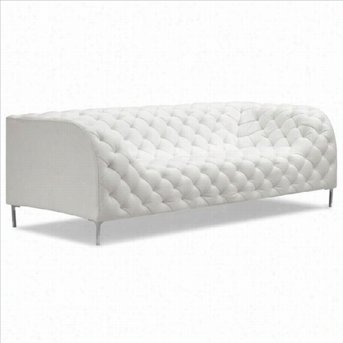 Zuo Providence Modern Faux Eaher Sofa In Whote