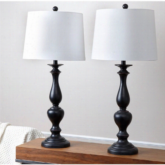 Abbyson Liivng Denver Table Lamp In Espresso (set Of 2)