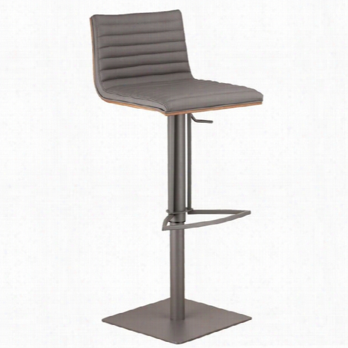 Armen Living Cafe 32 Metal Barstool In Gray And Walnut