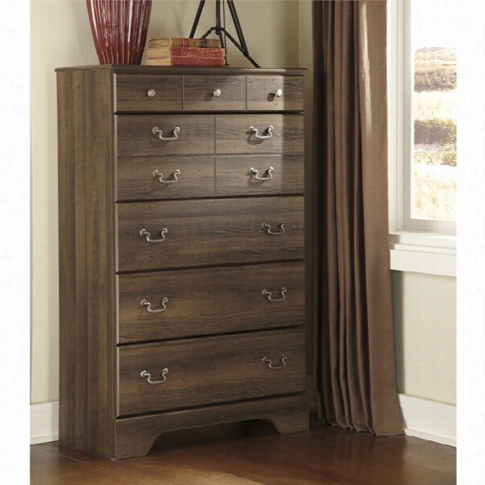 Ashley Allymore 5 Drawer Wood Ches Tin Brown