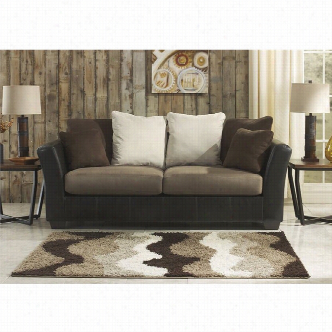 Ashley Masoli Faux Leather Sofa In Mocha