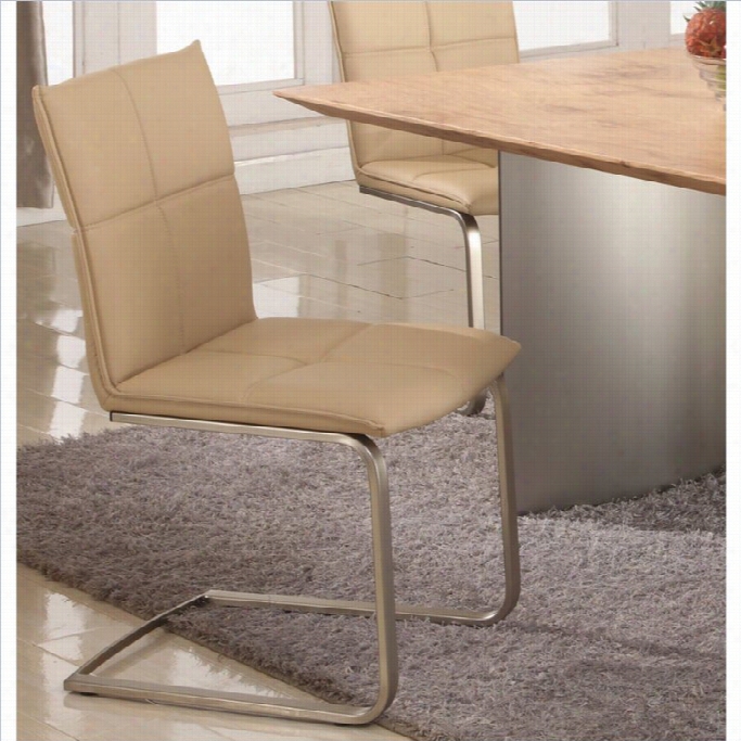 Chintaly Jessica Upholstered Dining Chair In Khaki And Brushed Nickel