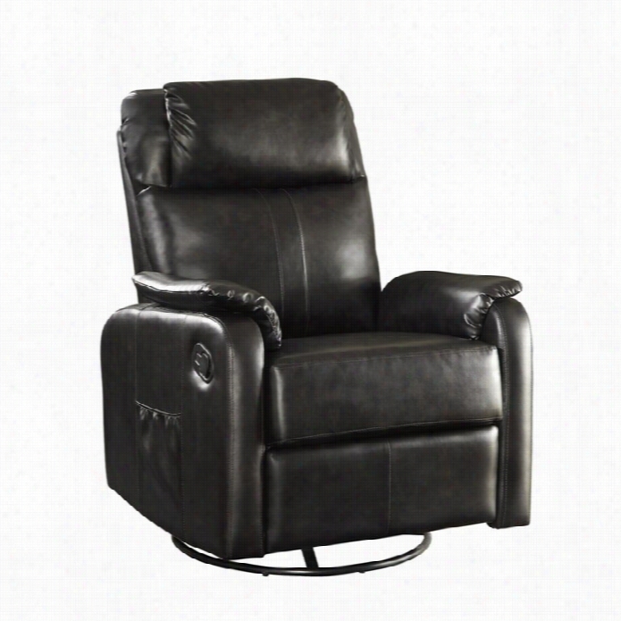 Coaster Faux Leather Swivel Glider Reliner With Sife Pocket In Brown